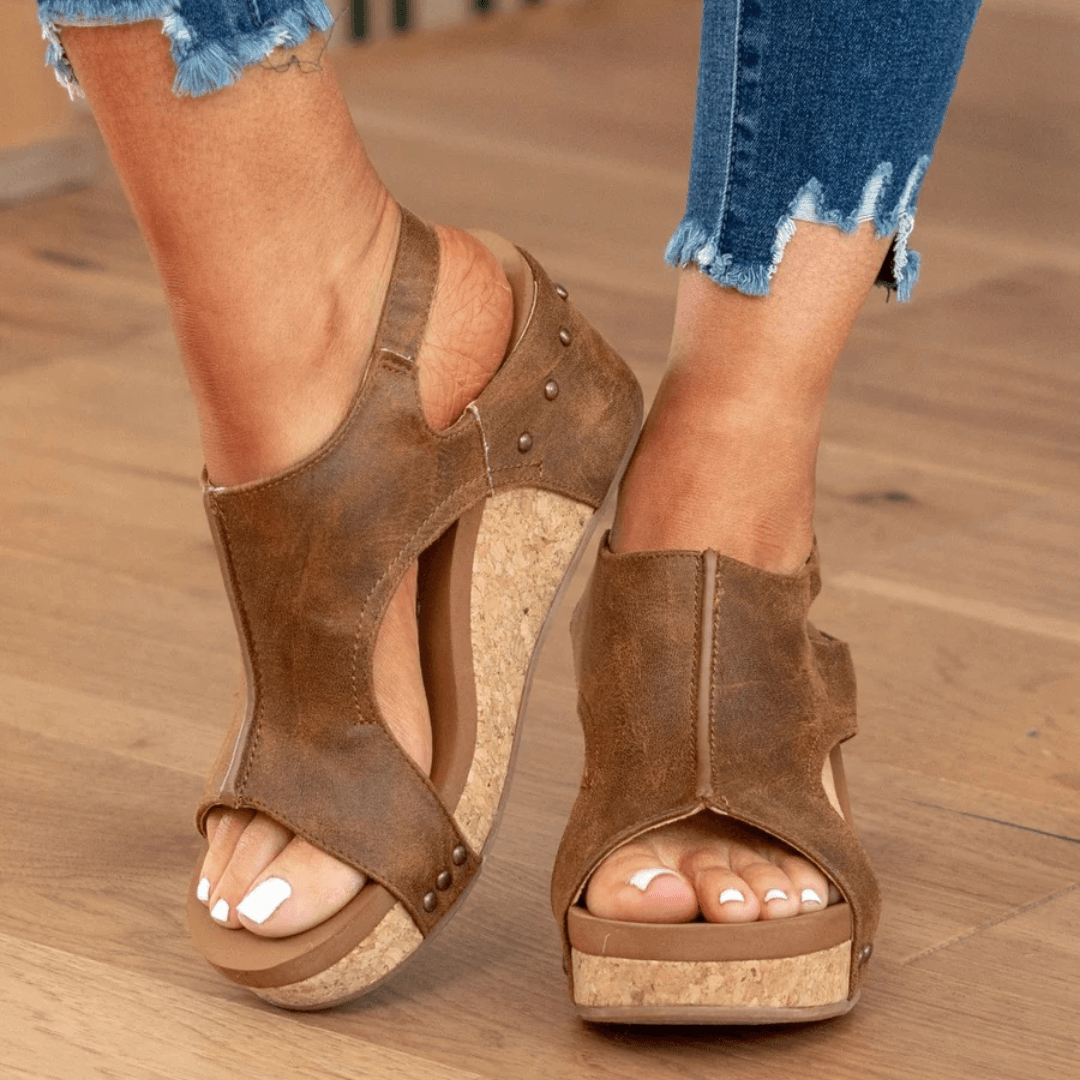 Linda | Suede Wedge Sandals for Woman