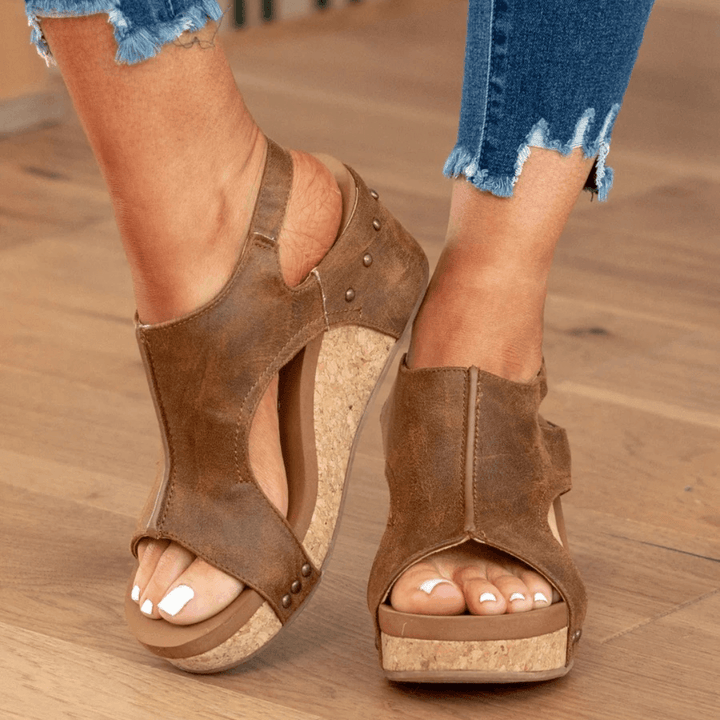 Linda | Suede Wedge Sandals for Woman