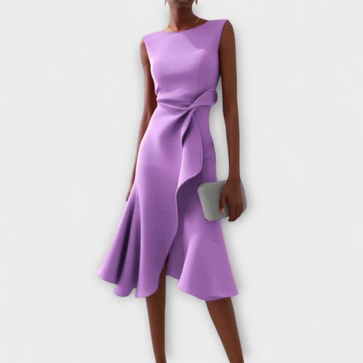 Sheila | Woman’s Draped Asymmetric Midi Wedding Guest Dress