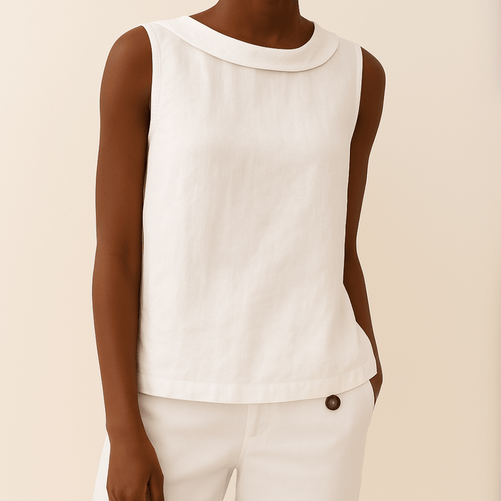 Maria| Woman’s Sleeveless Roll Collar Top