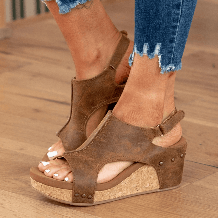 Linda | Suede Wedge Sandals for Woman