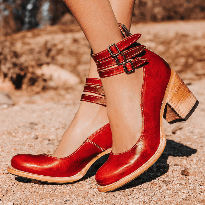 Naturéva | Woman’s Elegant and Comfortable buckle heel Sandals