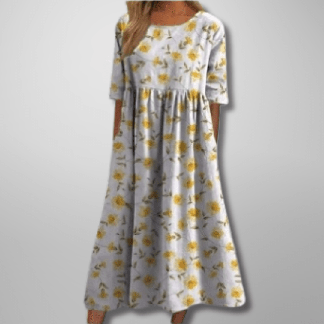Gail| Woman’s Relaxed Floral Midi Dress Casual Wear