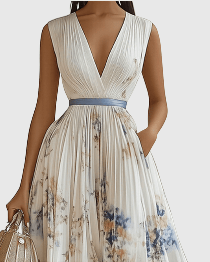 Rowella | Elegant Pleated Summer Maxi Dress for Women
