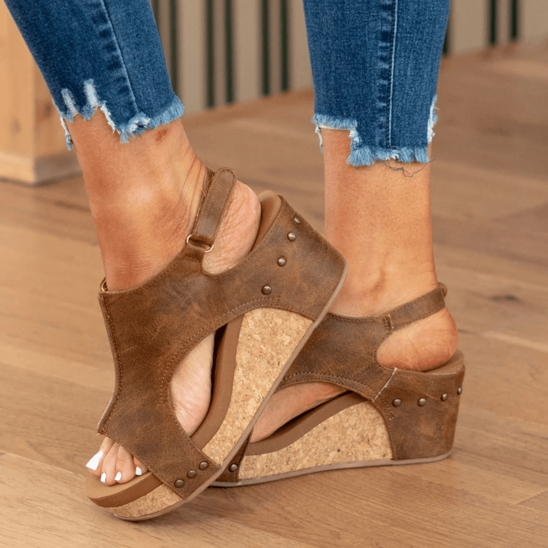Linda | Suede Wedge Sandals for Woman