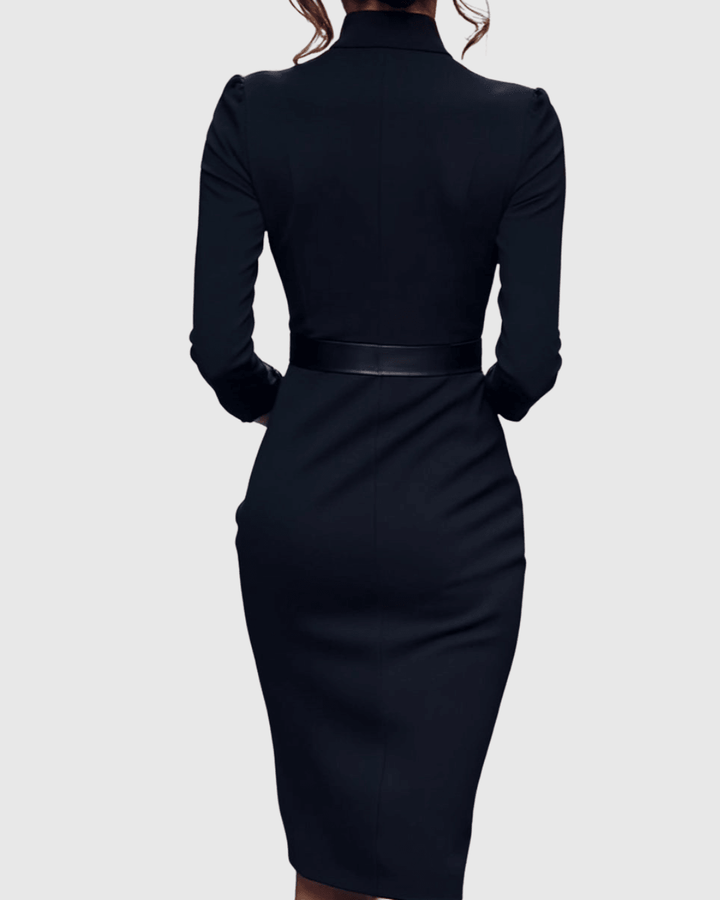 Claribel | Elegant Belted Bodycon Midi Dress for Women