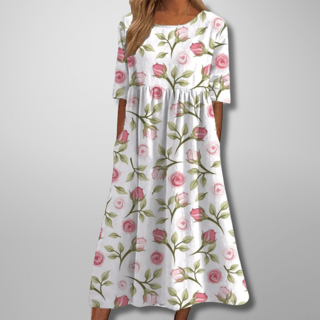 Gail| Woman’s Relaxed Floral Midi Dress Casual Wear