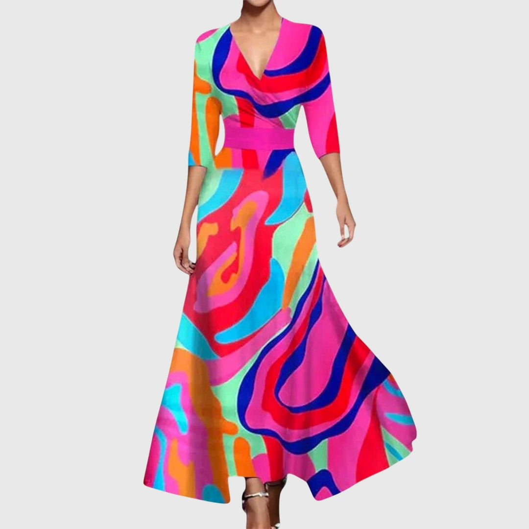 Leila | Woman’s Elegant Floral Wrap Maxi Dress