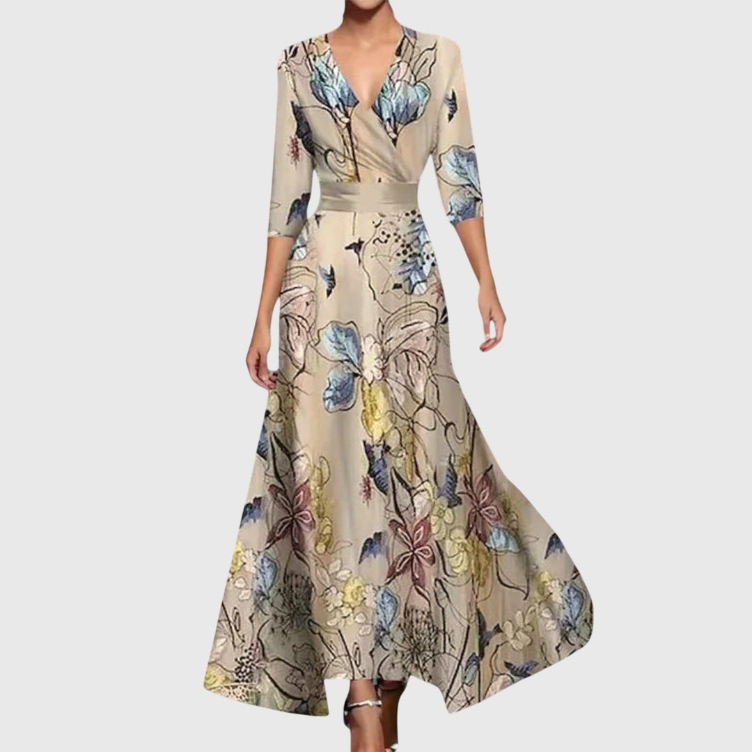 Leila | Woman’s Elegant Floral Wrap Maxi Dress