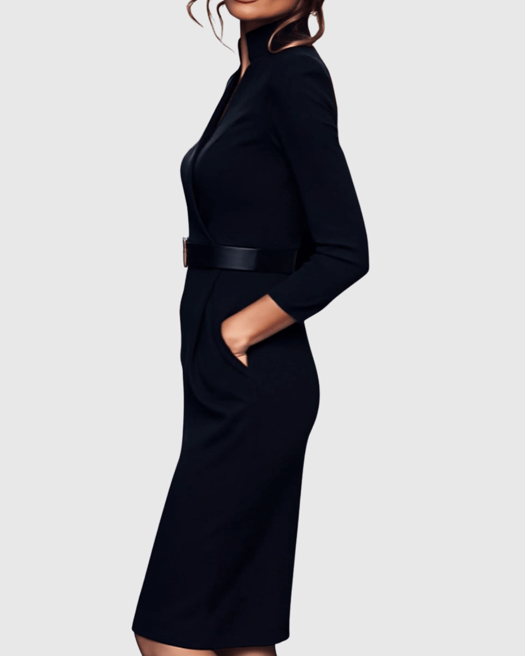 Claribel | Elegant Belted Bodycon Midi Dress for Women