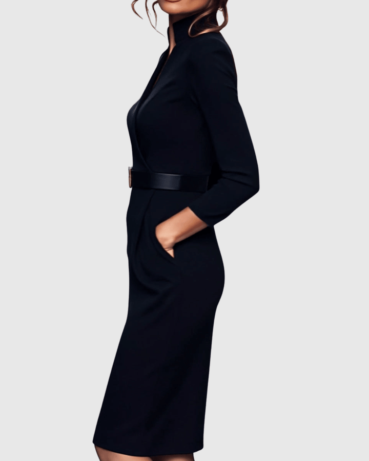 Claribel | Elegant Belted Bodycon Midi Dress for Women