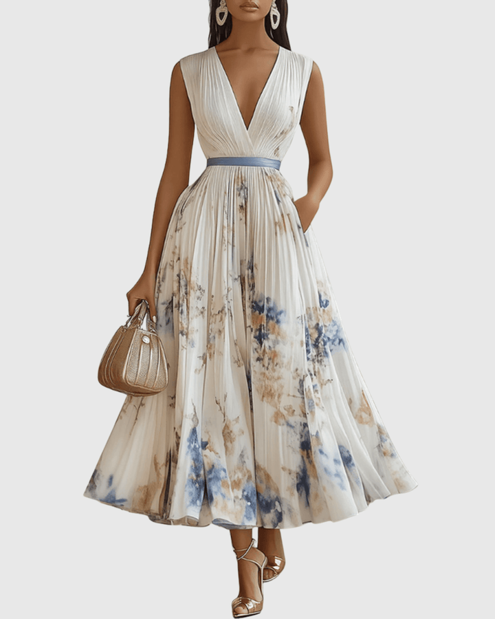 Rowella | Elegant Pleated Summer Maxi Dress for Women