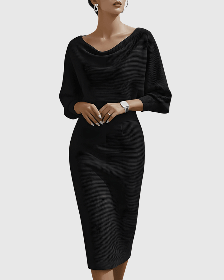 Ismeria | Woman’s White Draped Batwing Midi Dress Evening Cocktail Dress