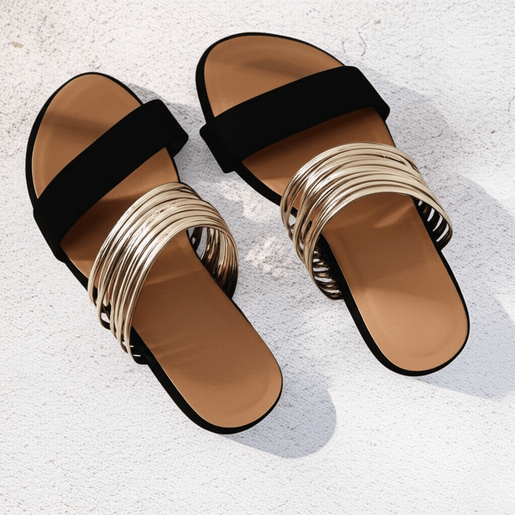 Alma | Woman’s Comfortable Orthopedic Metallic Strap Sandals