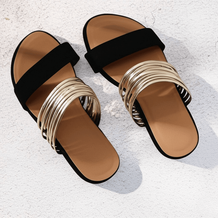 Alma | Woman’s Comfortable Orthopedic Metallic Strap Sandals