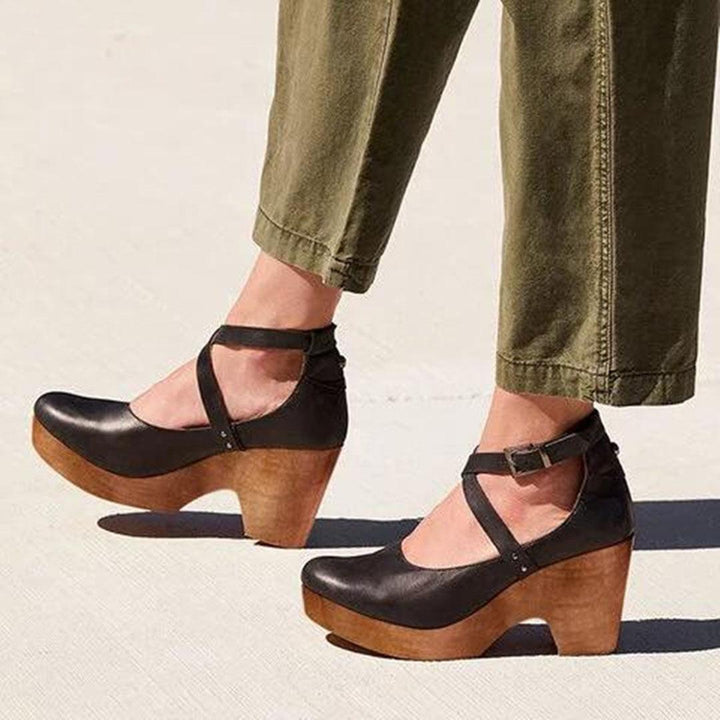 Teresa| Woman’s Elegant Wedge Heels with Closed Toe & Ankle Strap