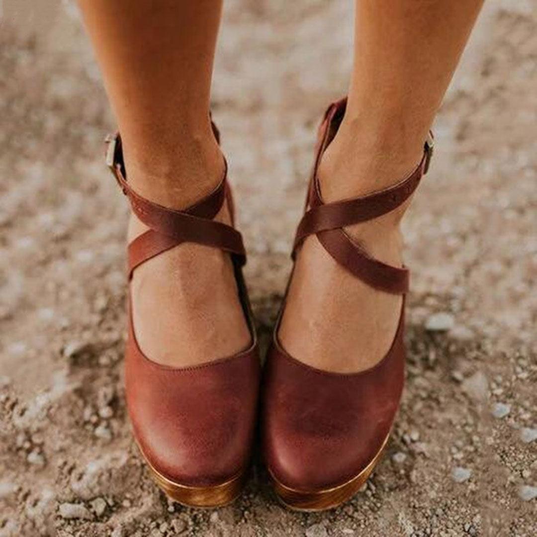Teresa| Woman’s Elegant Wedge Heels with Closed Toe & Ankle Strap
