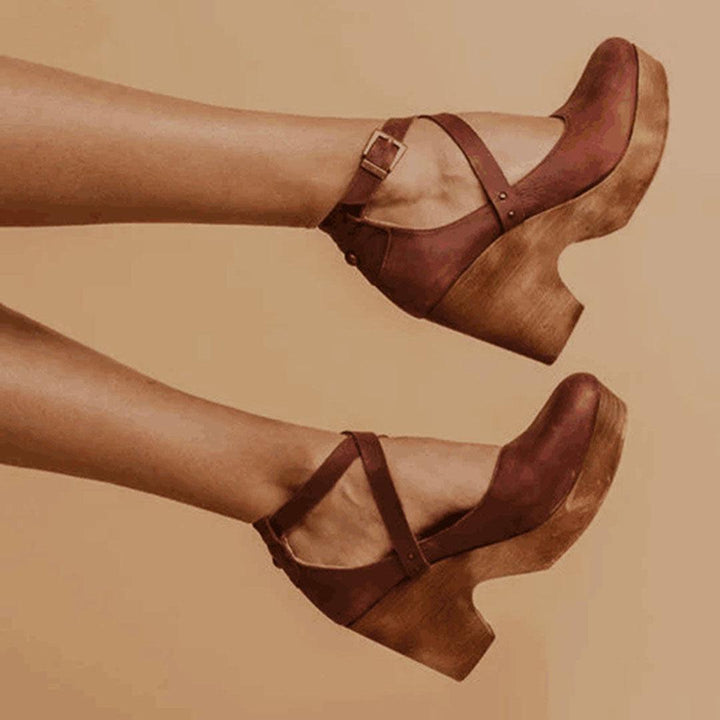 Teresa| Woman’s Elegant Wedge Heels with Closed Toe & Ankle Strap