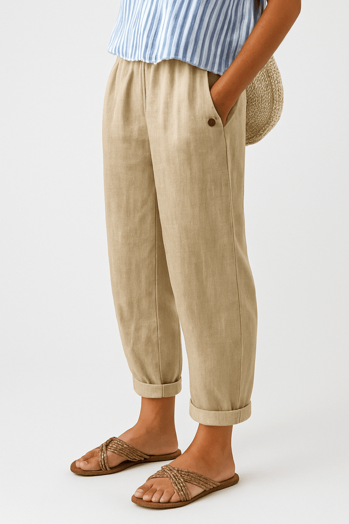 Wanda | Woman’s Stylish Linen Summer Pants With Side Pockets