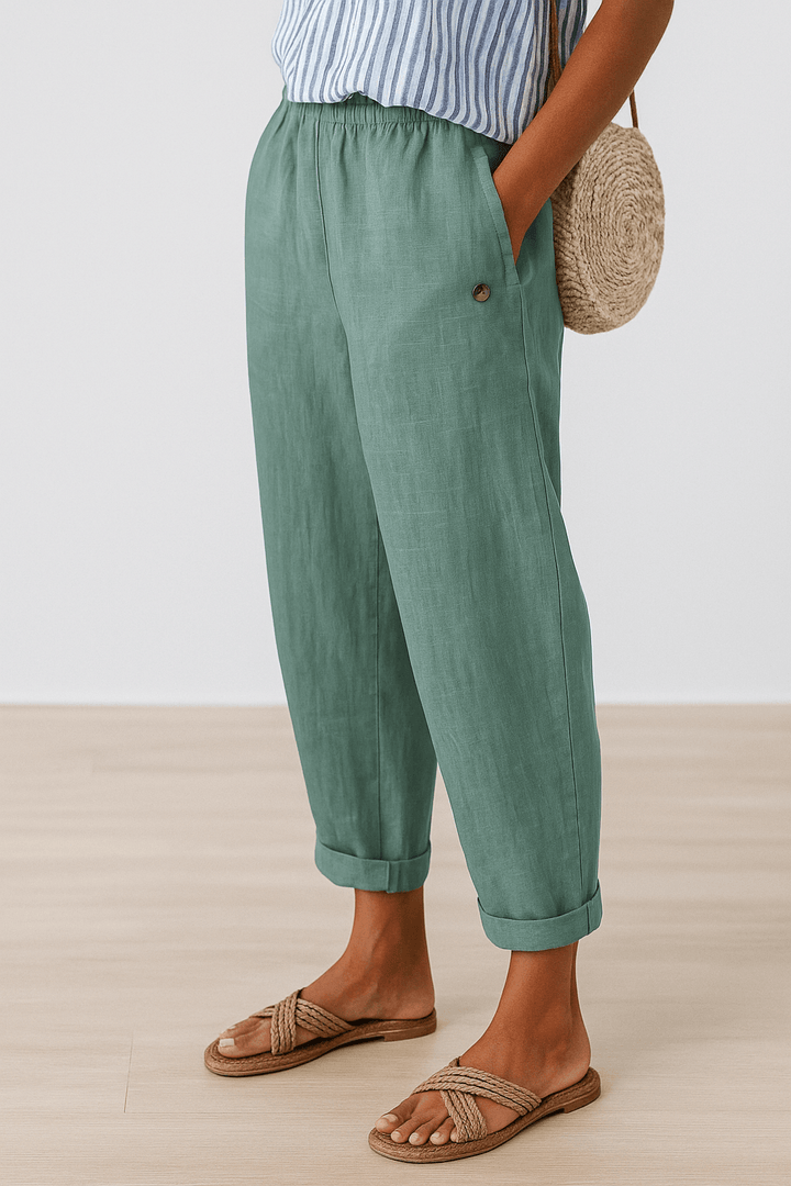 Wanda | Woman’s Stylish Linen Summer Pants With Side Pockets