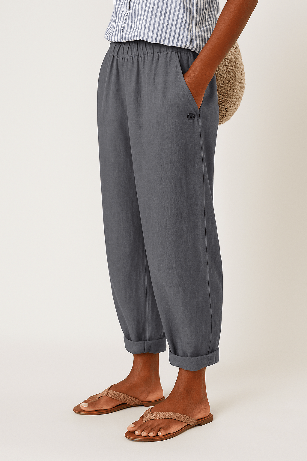 Wanda | Woman’s Stylish Linen Summer Pants With Side Pockets