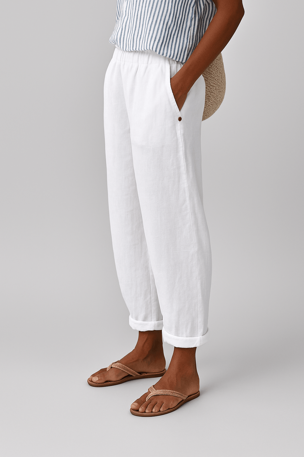 Wanda | Woman’s Stylish Linen Summer Pants With Side Pockets