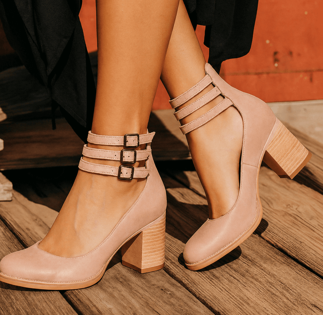 Naturéva | Woman’s Elegant and Comfortable buckle heel Sandals