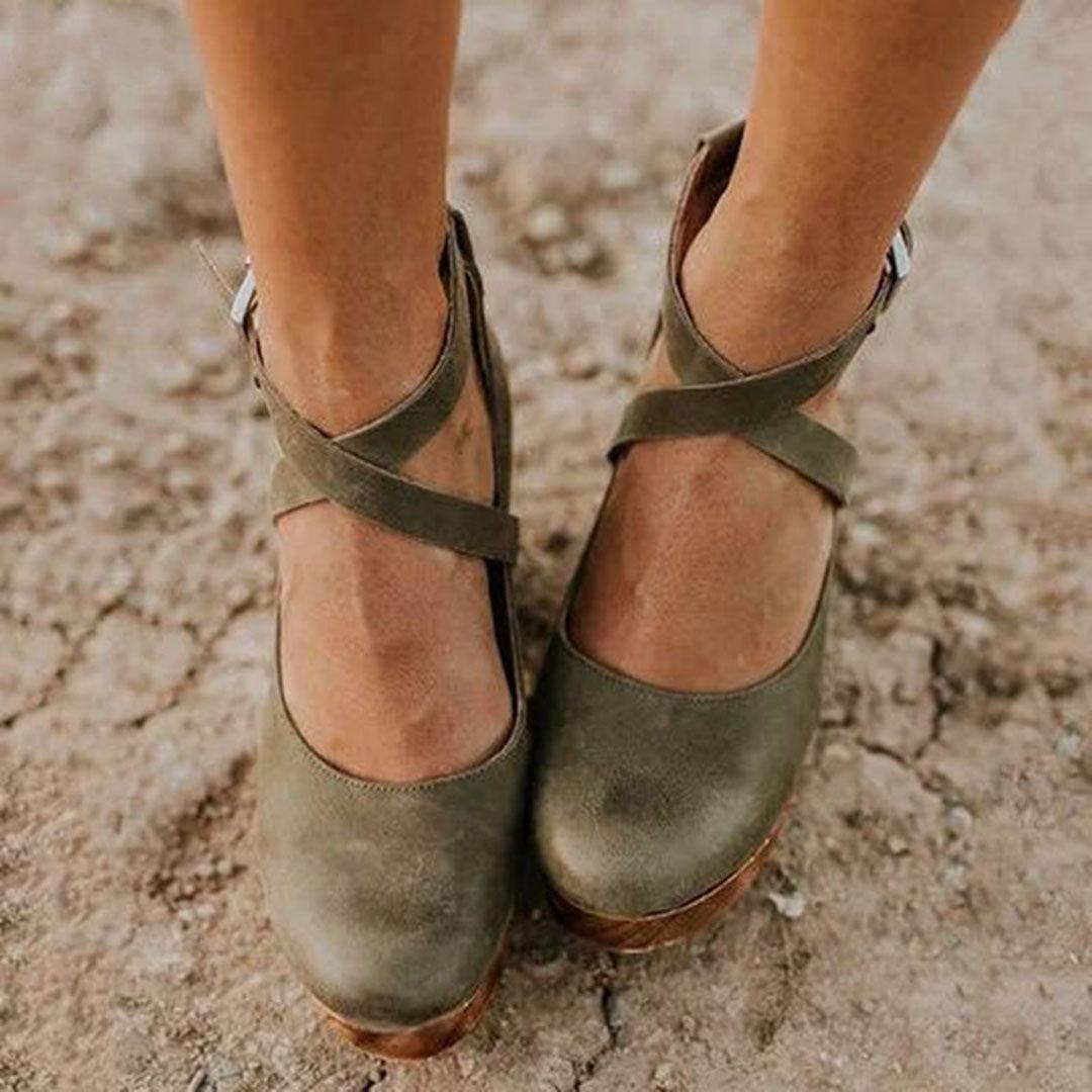Teresa| Woman’s Elegant Wedge Heels with Closed Toe & Ankle Strap
