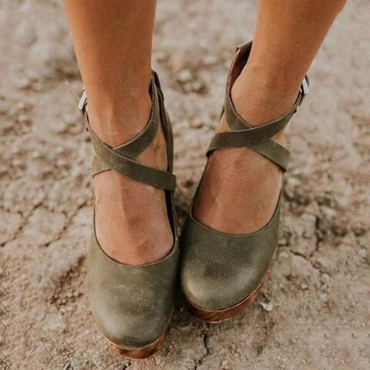 Teresa| Woman’s Elegant Wedge Heels with Closed Toe & Ankle Strap