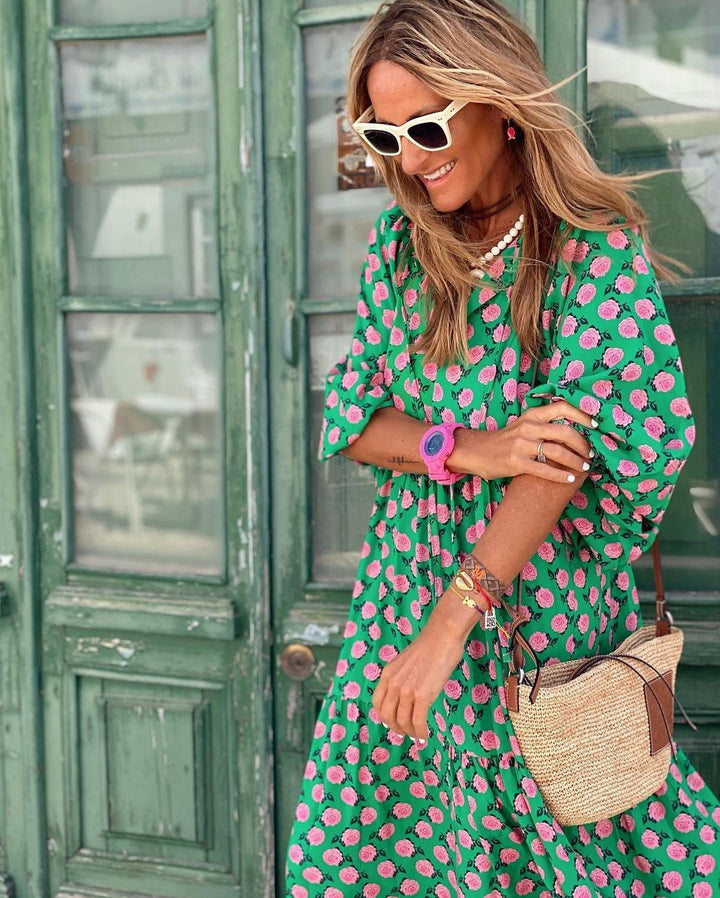 Haven | Woman’s Boho Polka Dot Vacation Maxi Dress