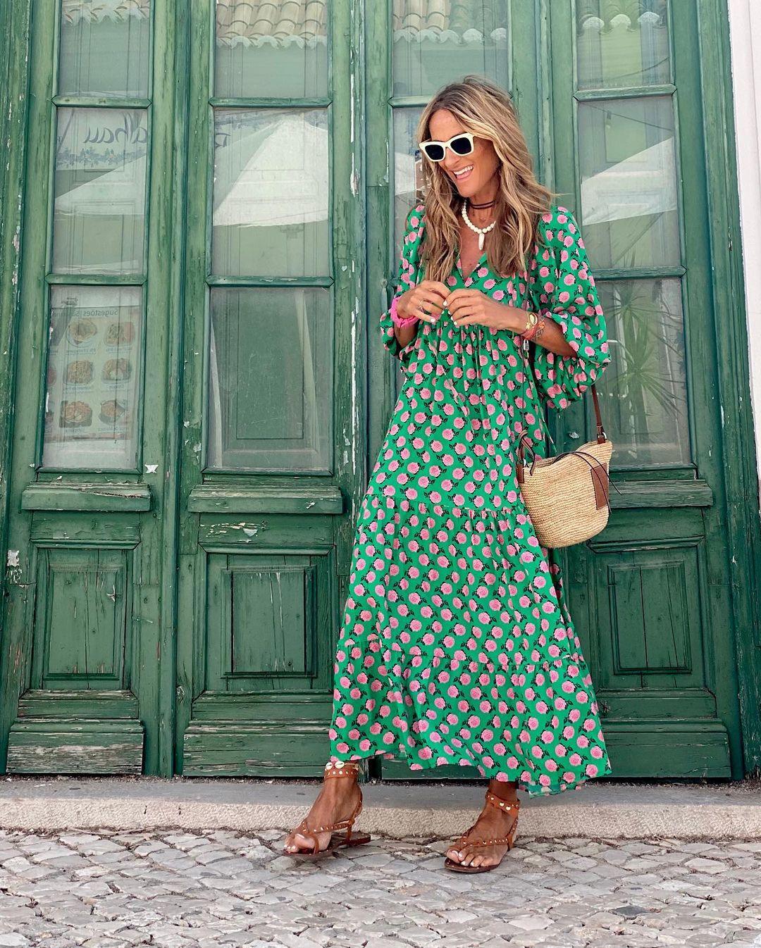 Haven | Woman’s Boho Polka Dot Vacation Maxi Dress
