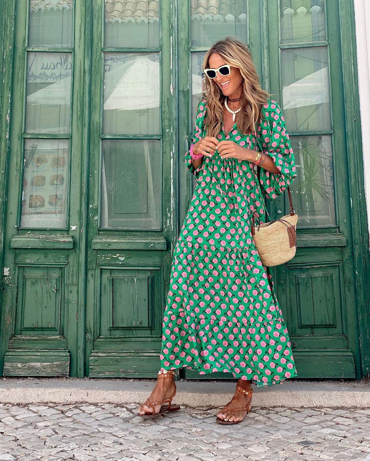 Haven | Woman’s Boho Polka Dot Vacation Maxi Dress