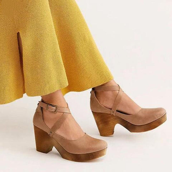 Teresa| Woman’s Elegant Wedge Heels with Closed Toe & Ankle Strap