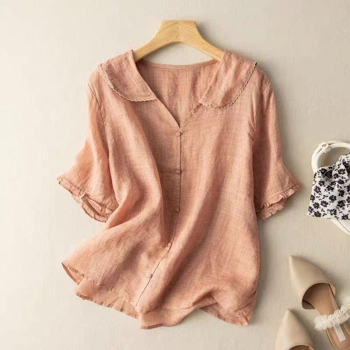 Kristi | Woman’s Vintage Flowy Blouse with Button Detail
