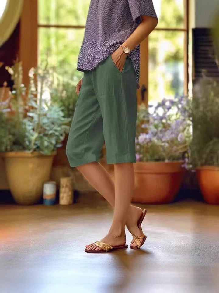 Dora | Woman’s Light Knee length Summer Linen Shorts