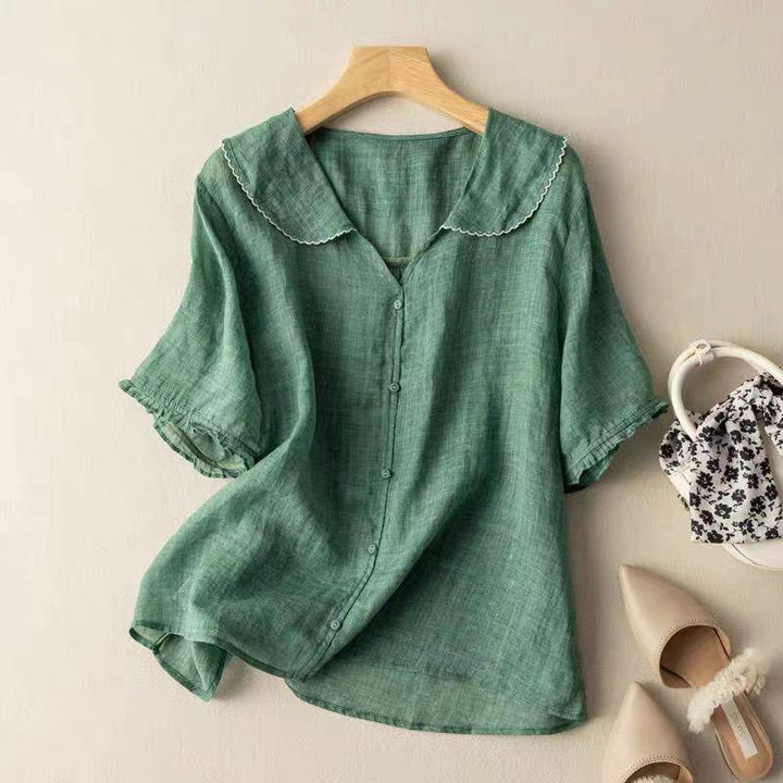 Kristi | Woman’s Vintage Flowy Blouse with Button Detail