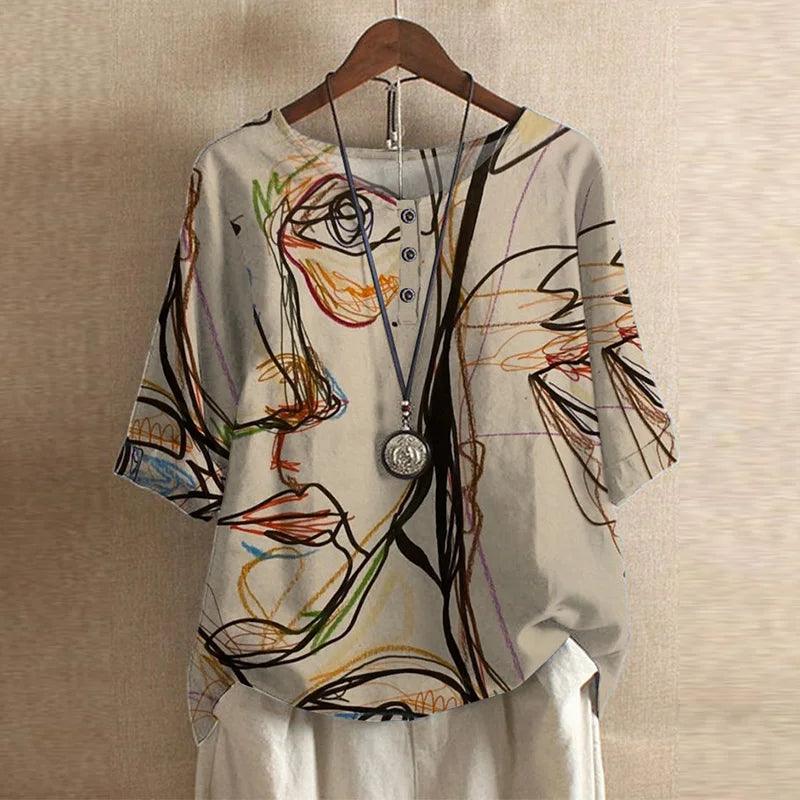 Anya| Woman’s Vintage Floral Oversized Tunic Top