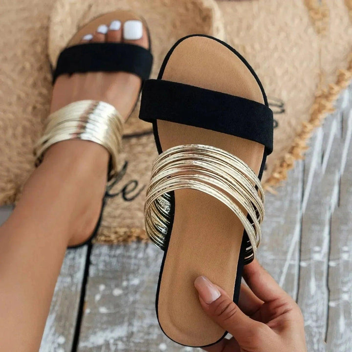 Alma | Woman’s Comfortable Orthopedic Metallic Strap Sandals