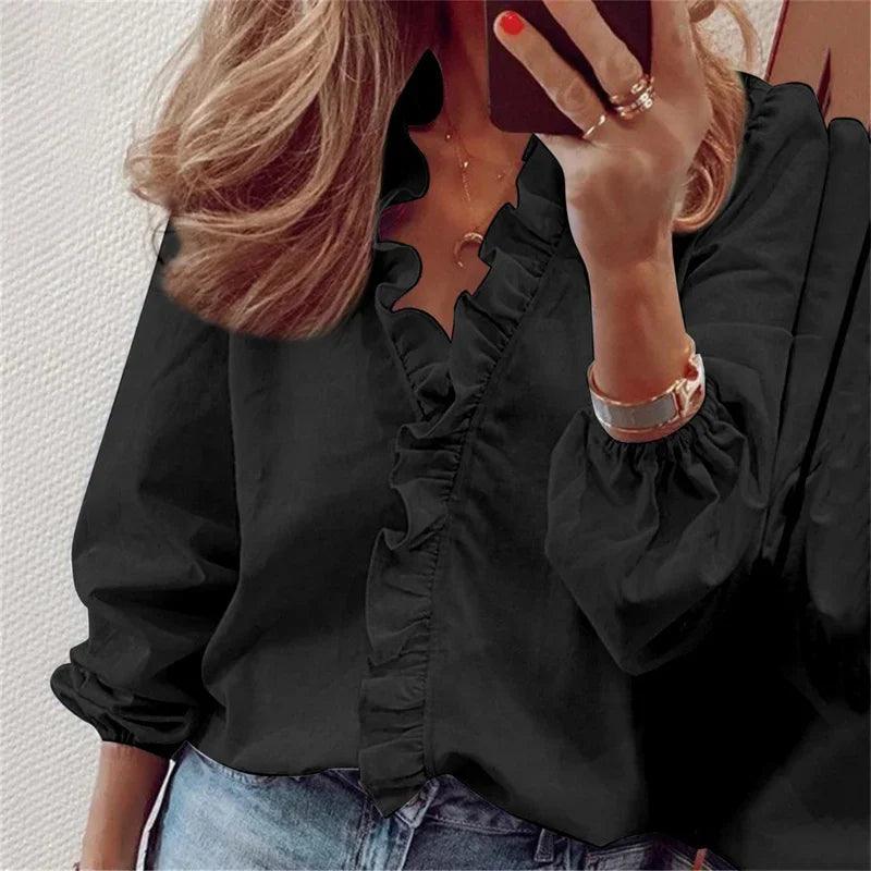 Enola | Woman’s Feminine Blouse with Playful Ruffles