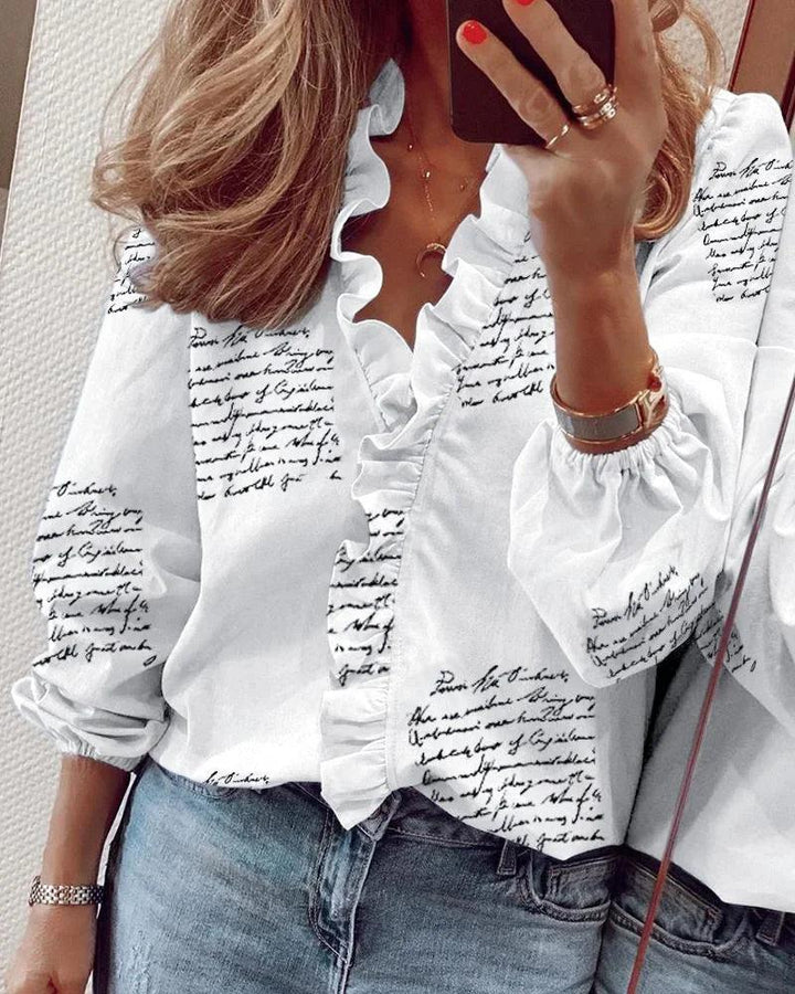Enola | Woman’s Feminine Blouse with Playful Ruffles