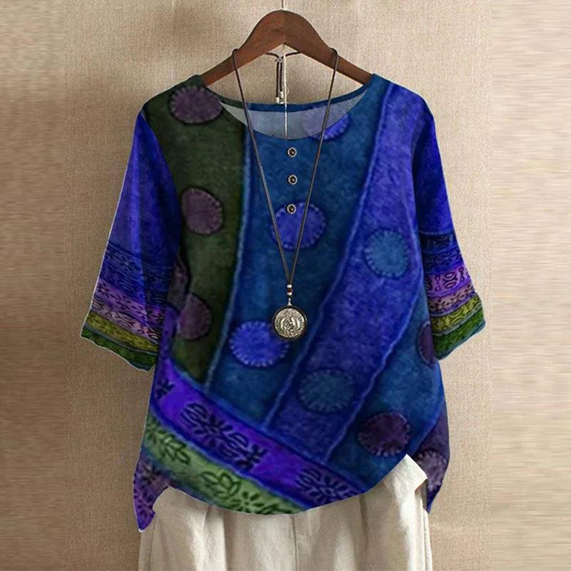 Anya| Woman’s Vintage Floral Oversized Tunic Top