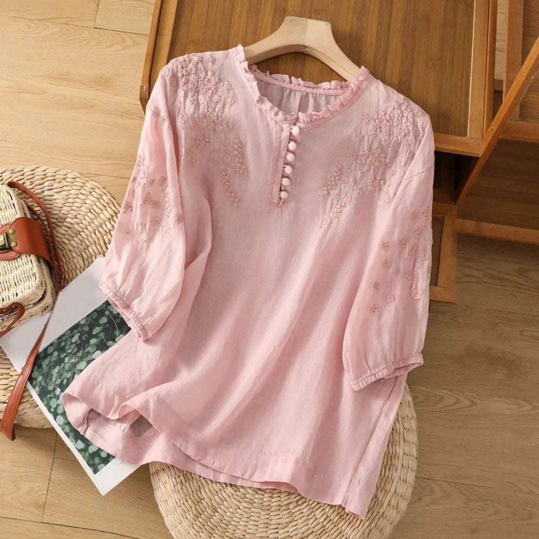 Suzanne | Woman’s Floral Button-Front Blouse