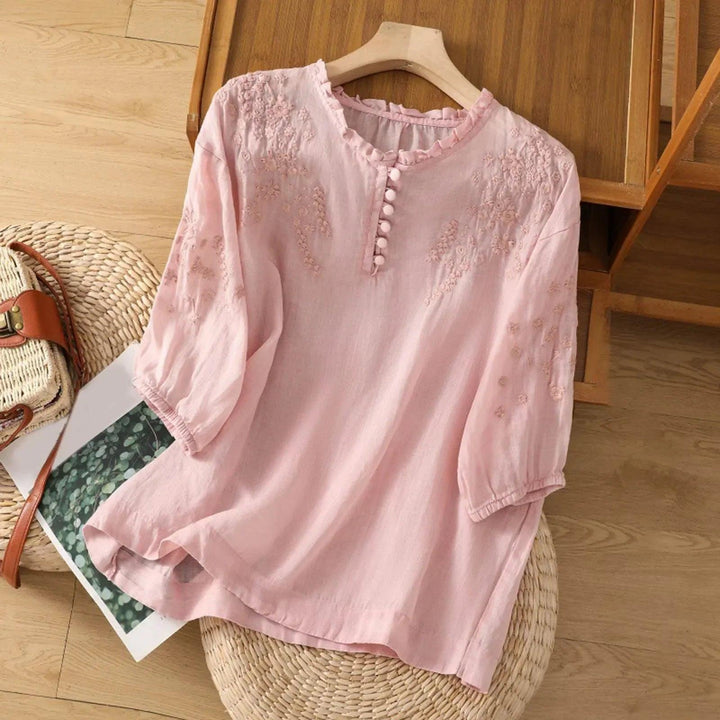 Suzanne | Woman’s Floral Button-Front Blouse