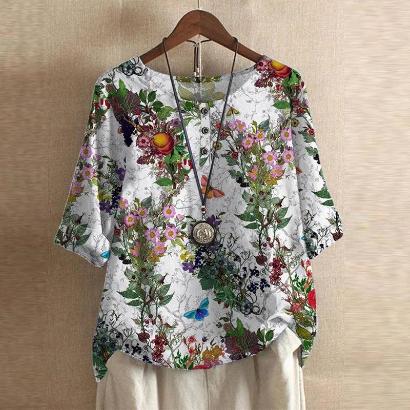Anya| Woman’s Vintage Floral Oversized Tunic Top