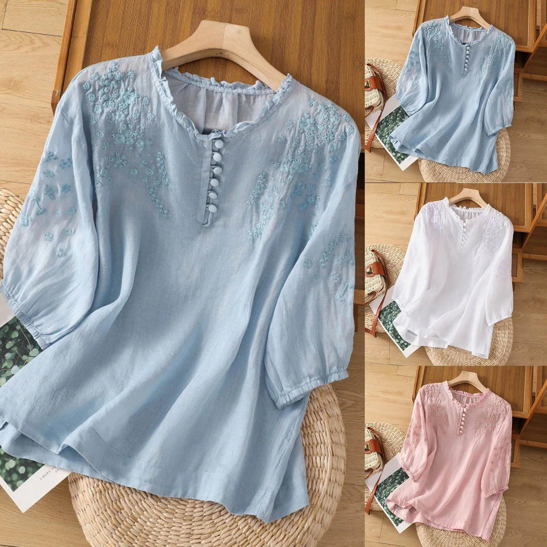 Suzanne | Woman’s Floral Button-Front Blouse