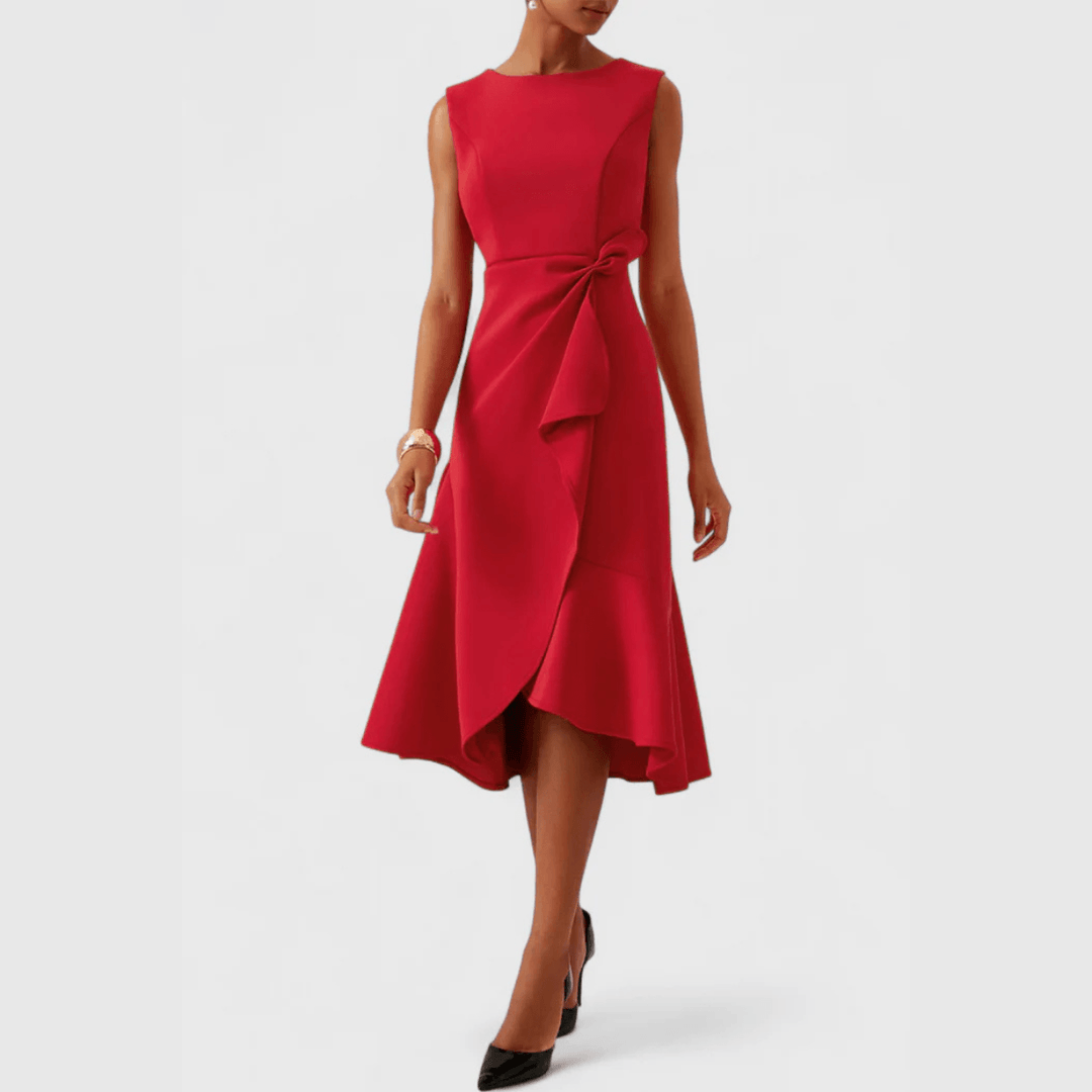Sheila | Woman’s Draped Asymmetric Midi Wedding Guest Dress