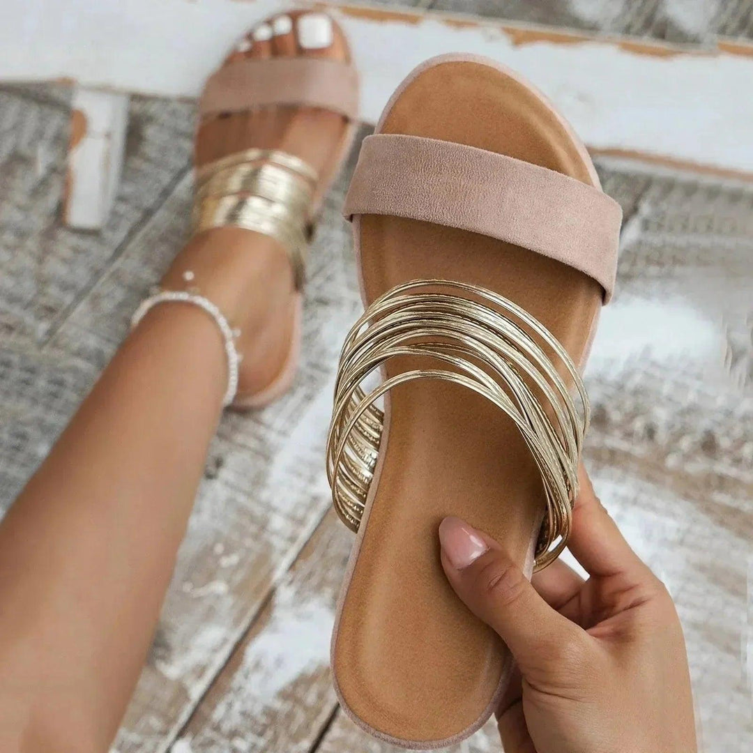 Alma | Woman’s Comfortable Orthopedic Metallic Strap Sandals