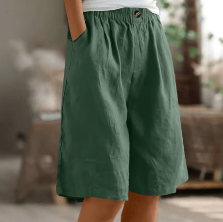 Renee| Woman’s Linen Bermuda Shorts - Relaxed Wide Leg Shorts