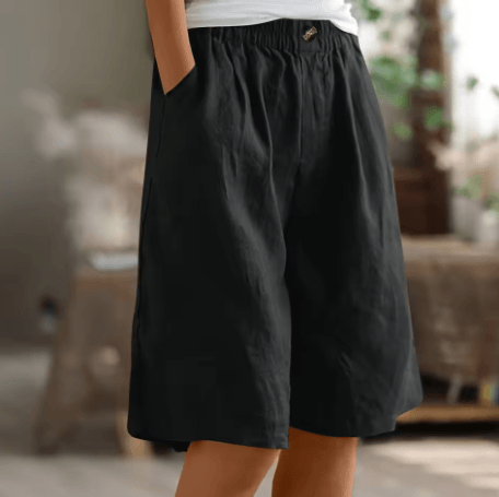 Renee| Woman’s Linen Bermuda Shorts - Relaxed Wide Leg Shorts