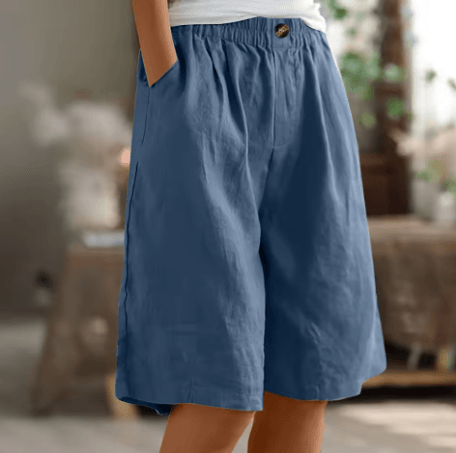 Renee| Woman’s Linen Bermuda Shorts - Relaxed Wide Leg Shorts